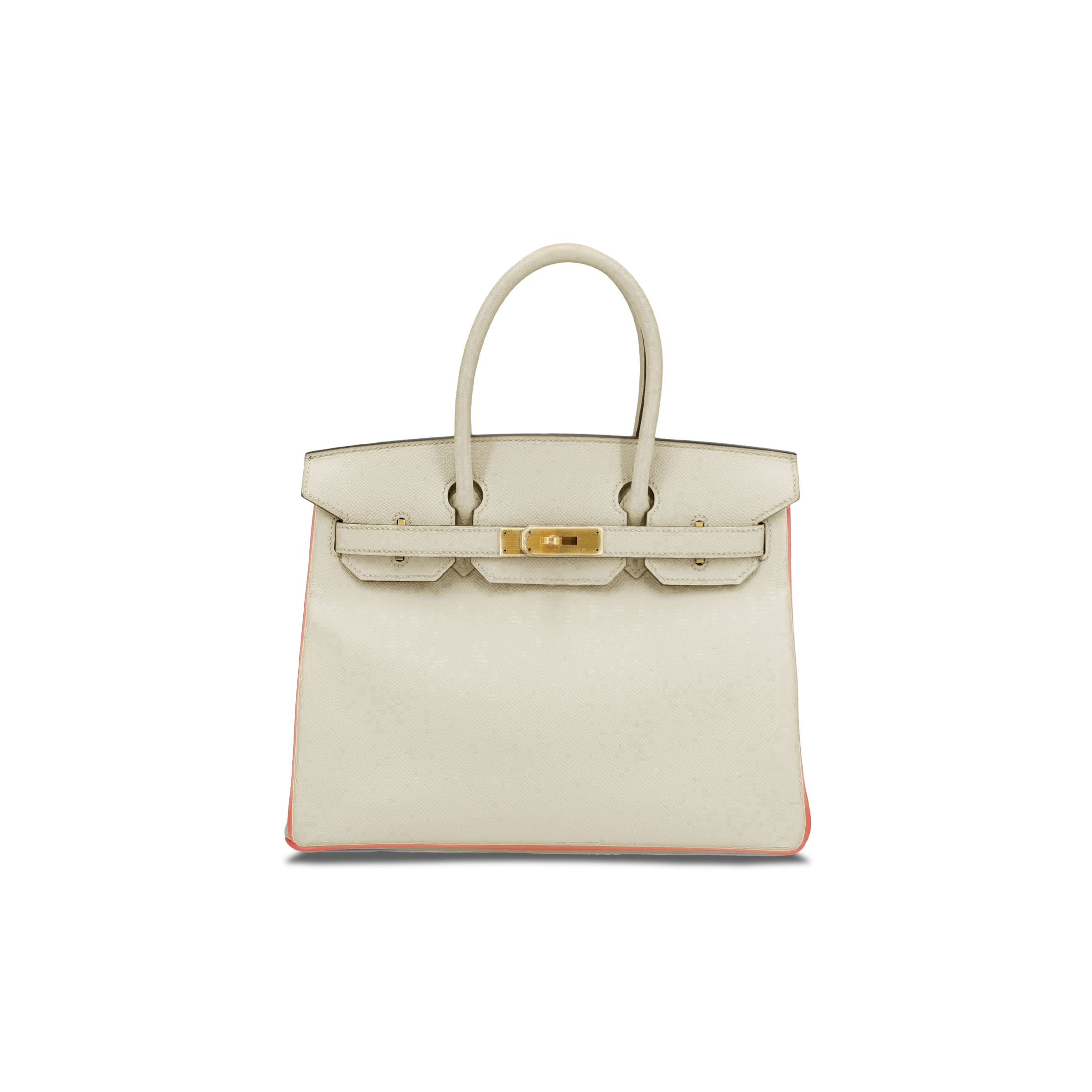 HERMES BIRKIN 25 TOGO LEATHER MILKSHAKE WHITE WITH ROSE PURPLE GOLD BUCKLE LUXURY BAG AMH3187 (25*20*13cm)